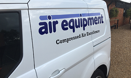 air Equipment logo on a van | air compressors | air equipment